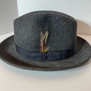 Pendleton Gray Wool Fedora with Feather Accent